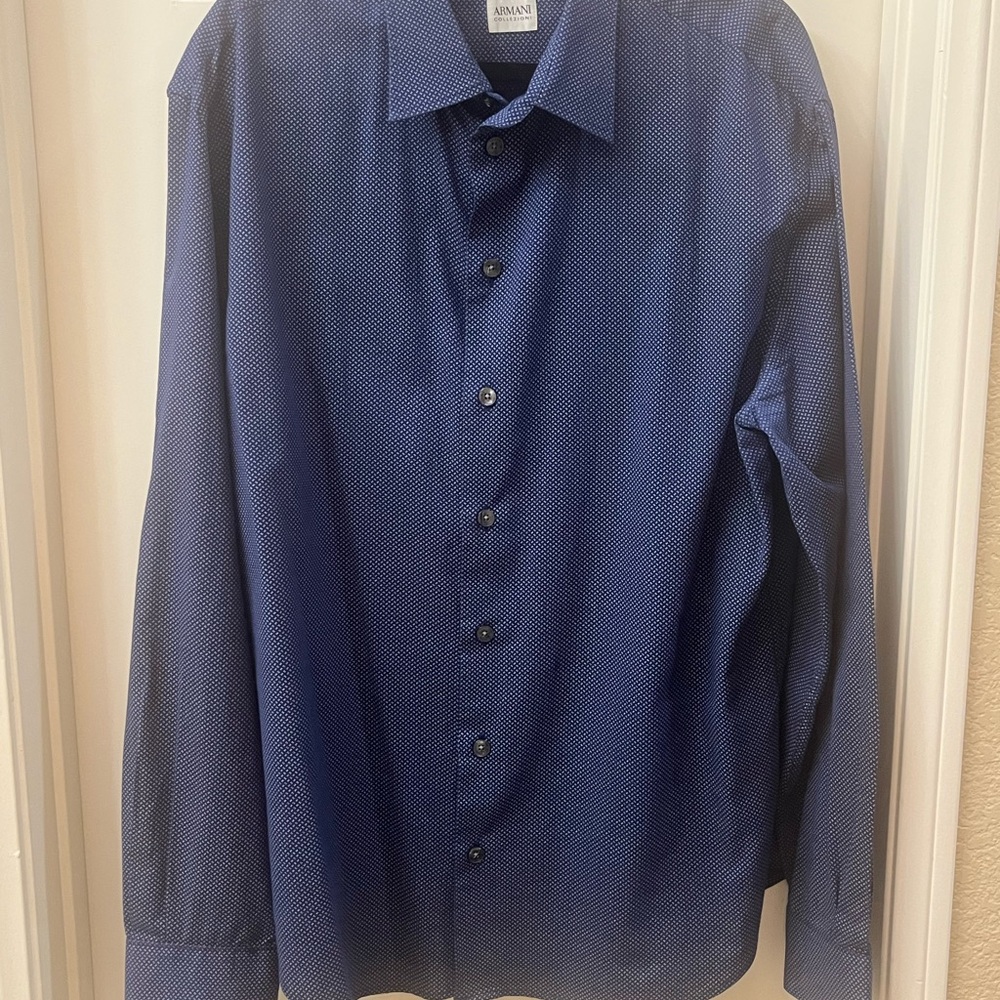 Armani Collezioni Blue Dress Shirt Classic Fit
